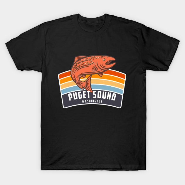 Puget Sound Washington Salmon Fishing Graphic T-Shirt by Eureka Shirts